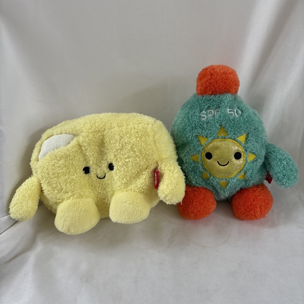 BumBumz Sunscreen Sol‎ Poolside & Bakerbumz Bubba Butter Plush Bean Animal 7.5"